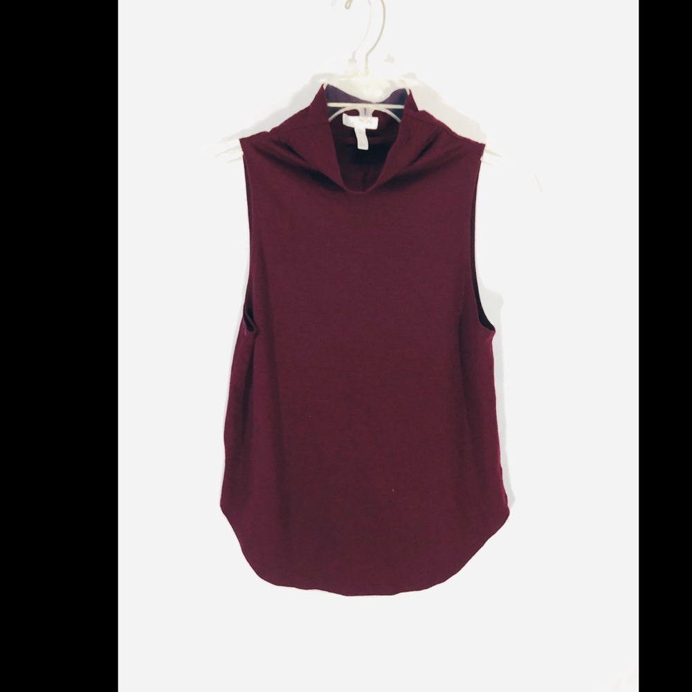 Leith Burgundy  Sleeveless, Turtleneck Top